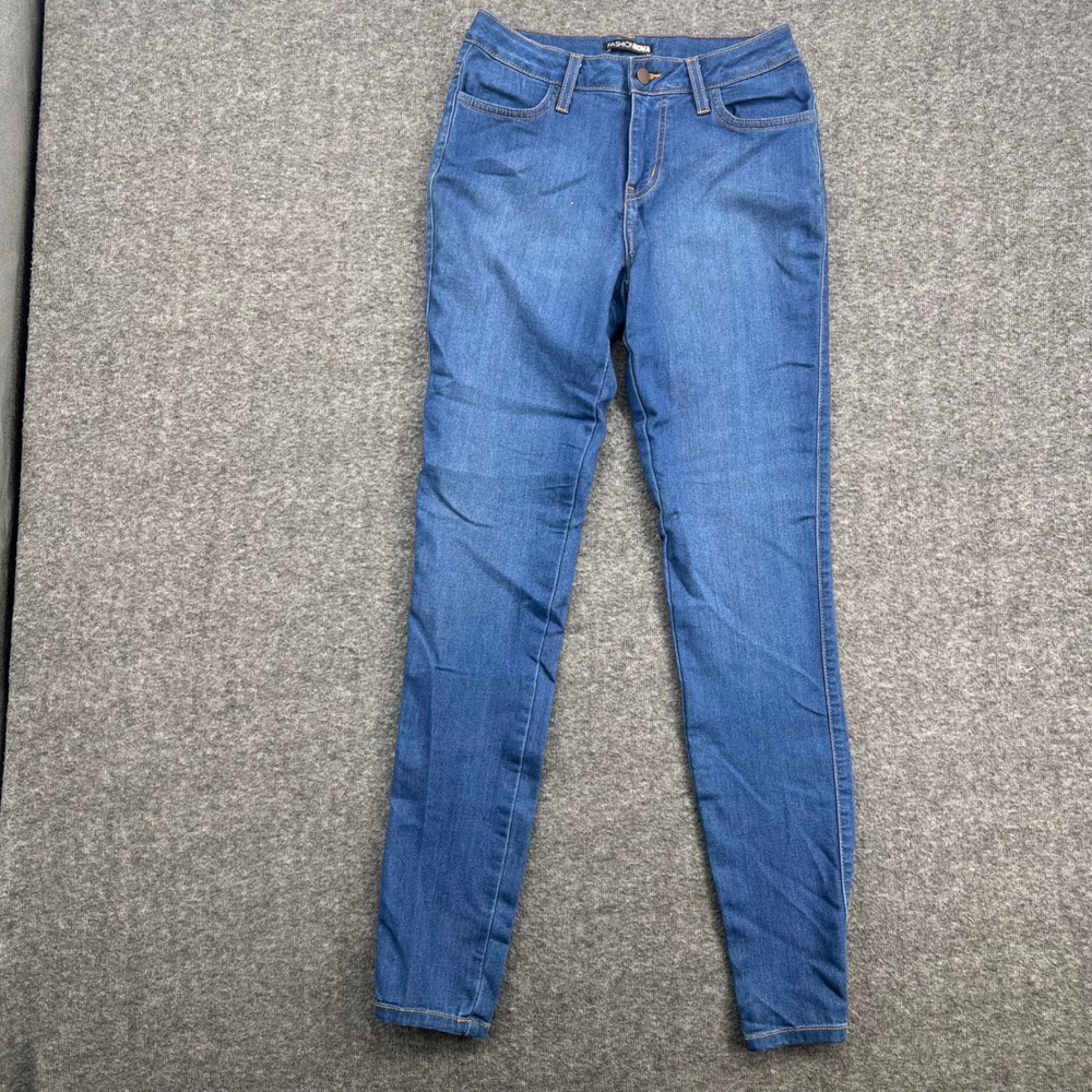 Fashion Nova Womens Skinny Jeans Medium‎ Wash Blue Stretch Denim Size 9